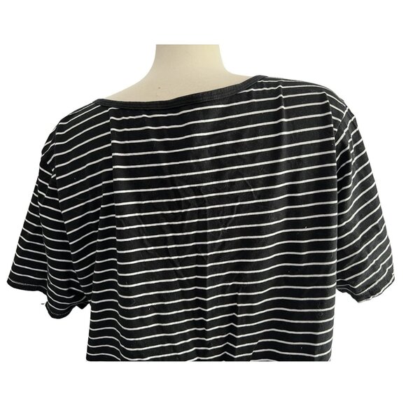 Just My Size Black & White Striped Baby Tee Sz 3XL Womens Plus V Neck Short Slee - Picture 5 of 8